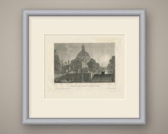 Lutherische Kirche „Singel und Round“, Amsterdam, antike Stahlstich, um 1835