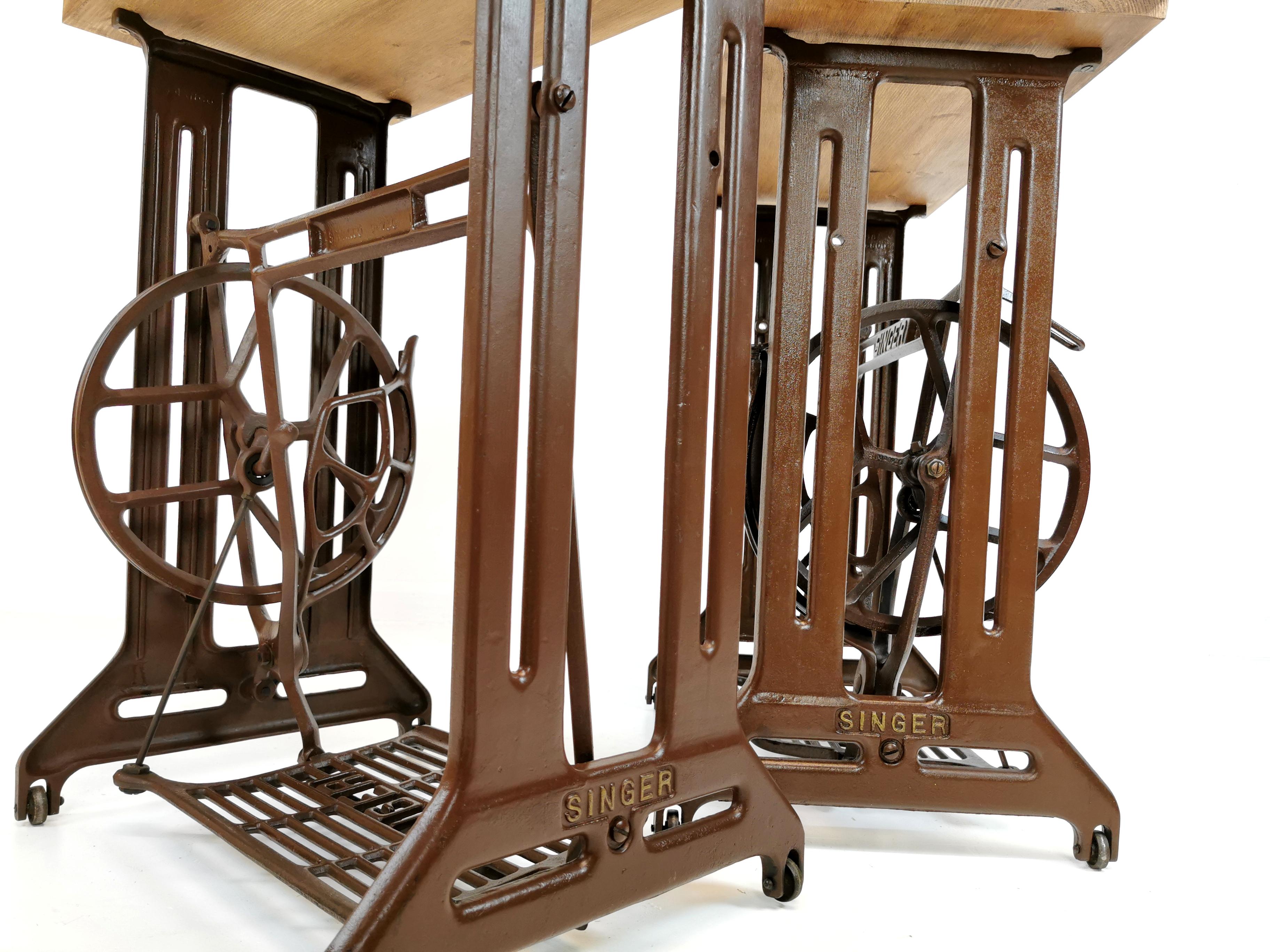 Singer Art Deco Industrial Side Treadle Tables Vintage Coffee Side Hall Stands In Good Condition In STOKE ON TRENT, GB