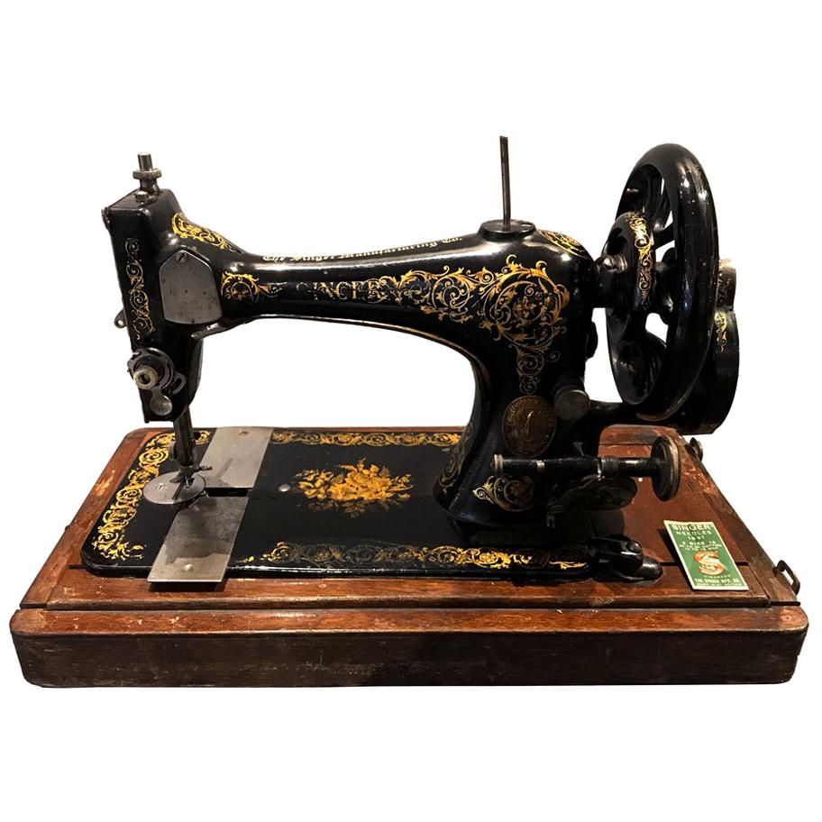Singer Sewing Machine in Original Case and Key, 1892