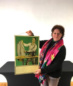 Tin Singer Sign with Tailor and Singer Sewing Machine, 1930s