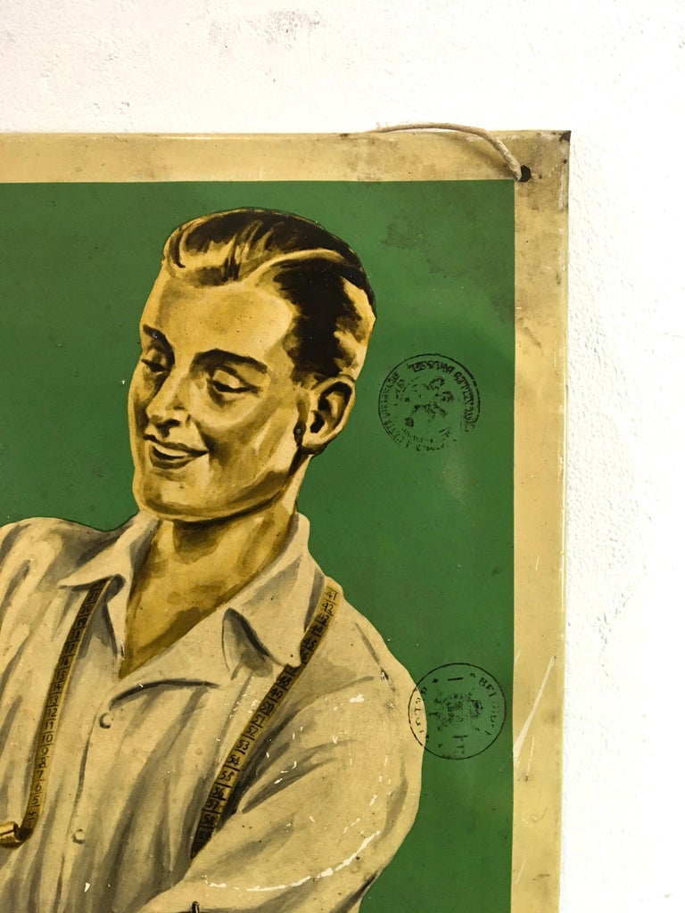 Singer Sign with Tailor and Singer Sewing Machine, 1930s For Sale at ...