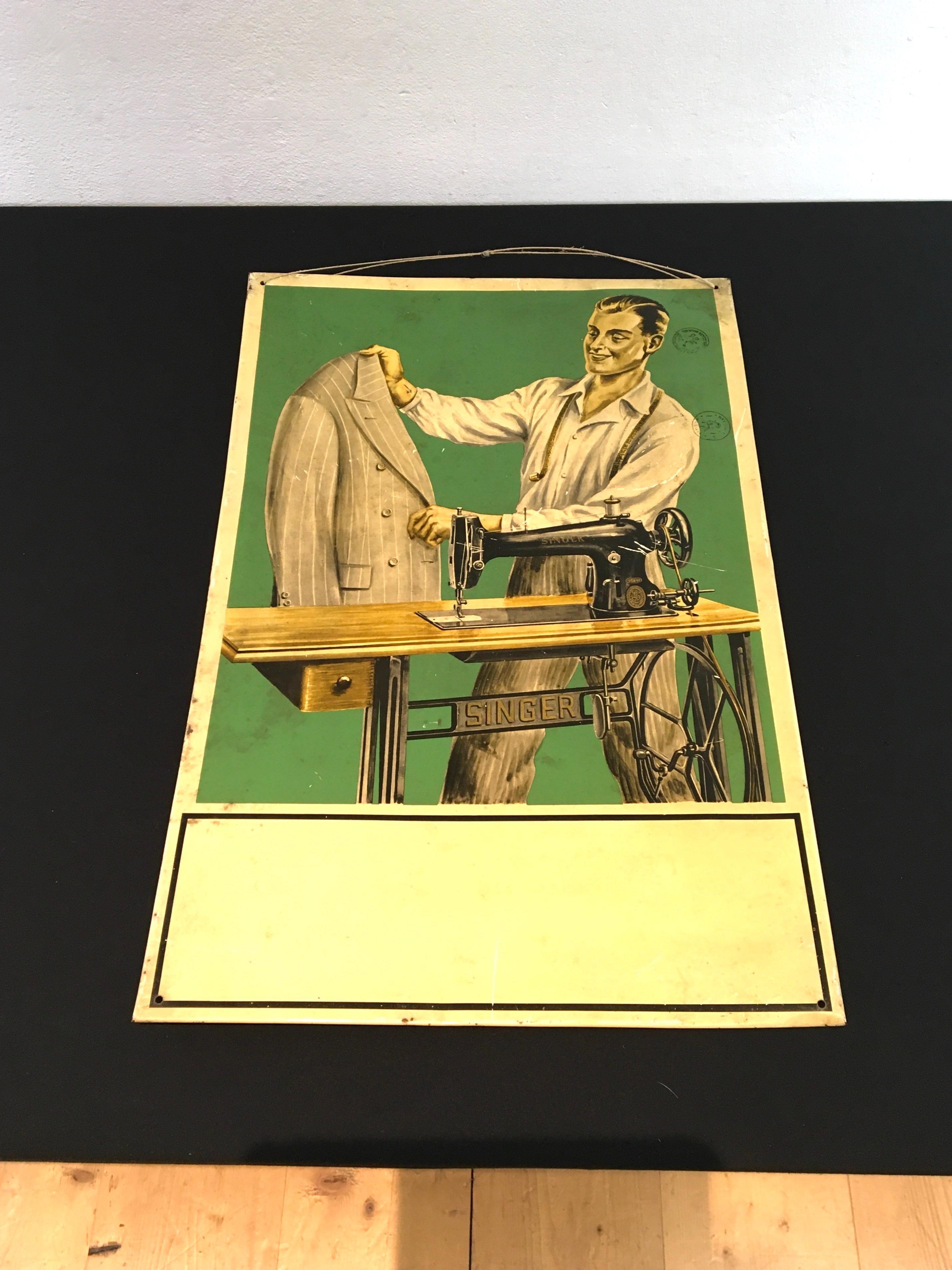 Panneau à couture avec machine à couture de tailleur et de chanteur, années 1930  en vente 2