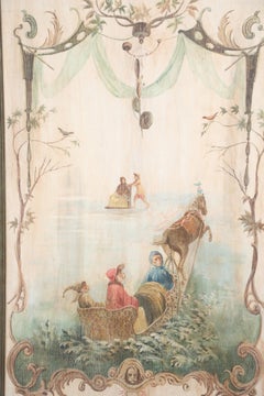 Singerie Carriage Painting on Wood