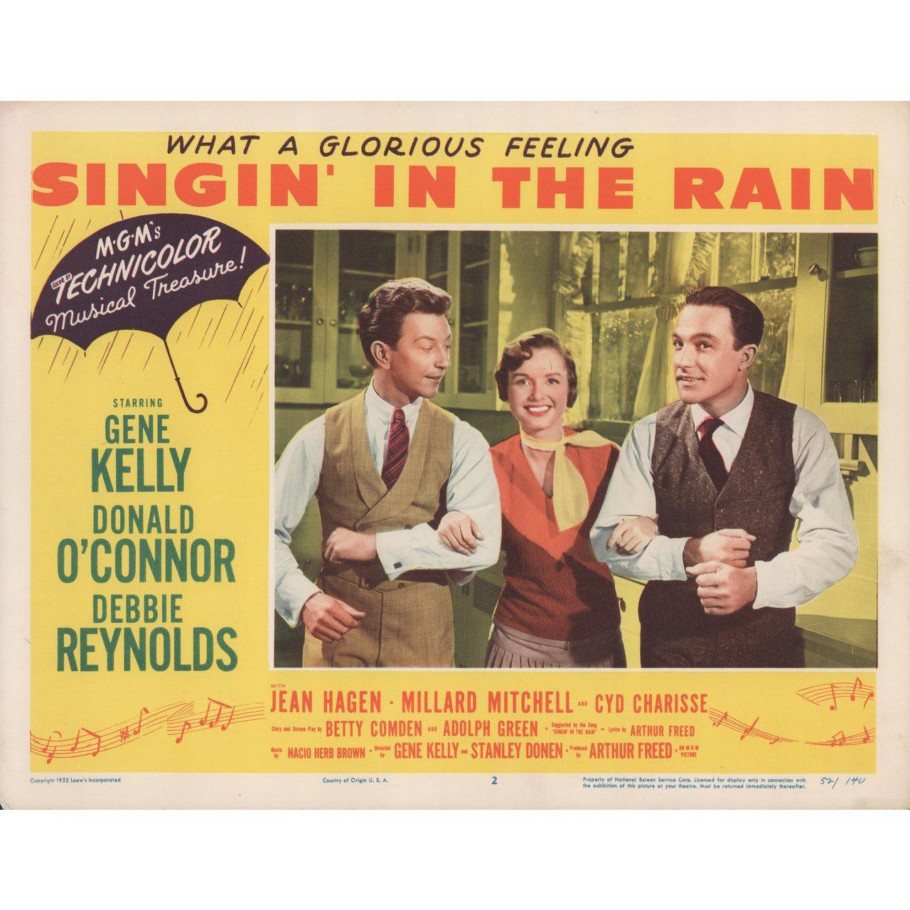 Original 1952 U.S. scene card for the film Singin' in the Rain directed by Stanley Donen / Gene Kelly with Gene Kelly / Donald O'Connor / Debbie Reynolds / Jean Hagen. Fine condition. Please note: the size is stated in inches and the actual size can