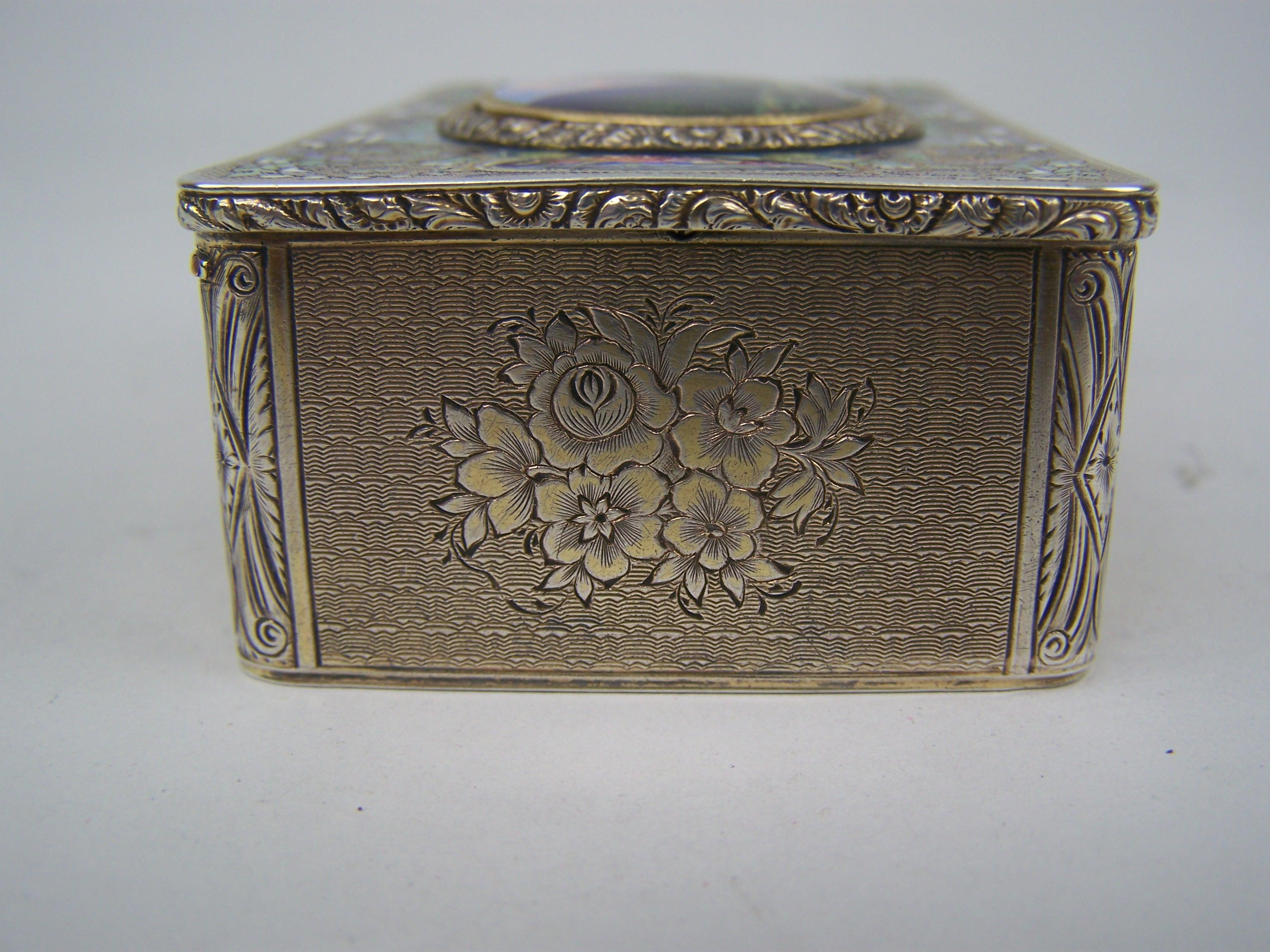 Singing bird box by Bruguier in silver case with enamel to top and lid For Sale 2