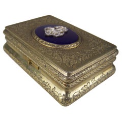 Scatola per uccelli canterini di Bruguier con cassa in argento dorato e diamanti sul coperchio  Coperchio