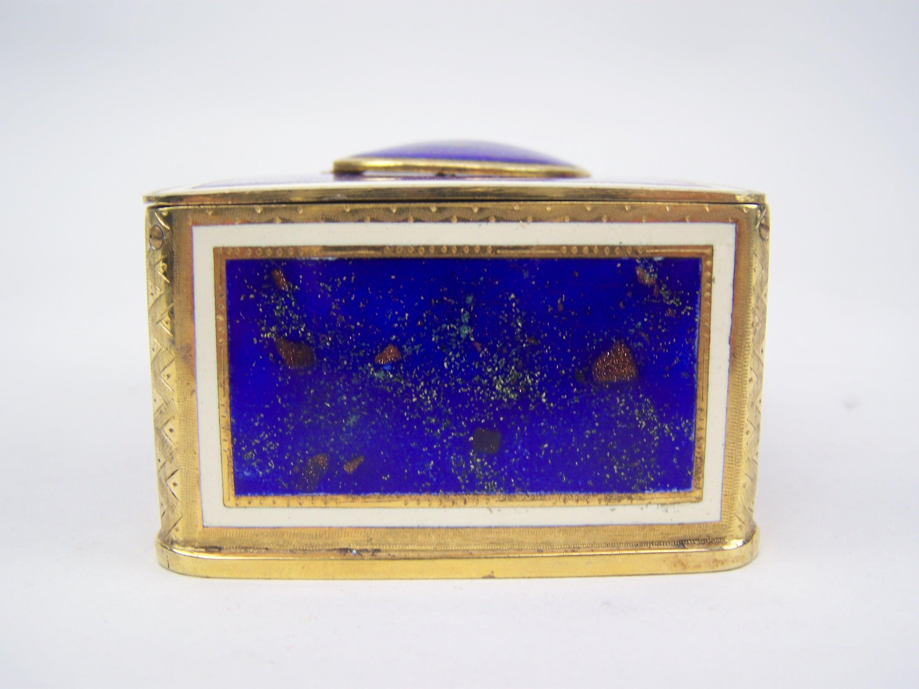 German Singing bird box by K Griesbaum in guilded case and blue-goldflaked enamel