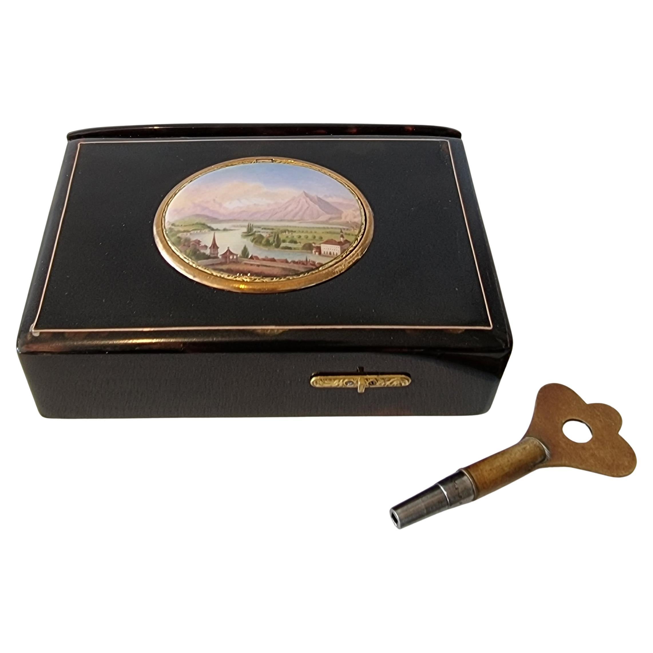 Singing Bird Box by Rochat in Tortoiseshell, Gold and enamel