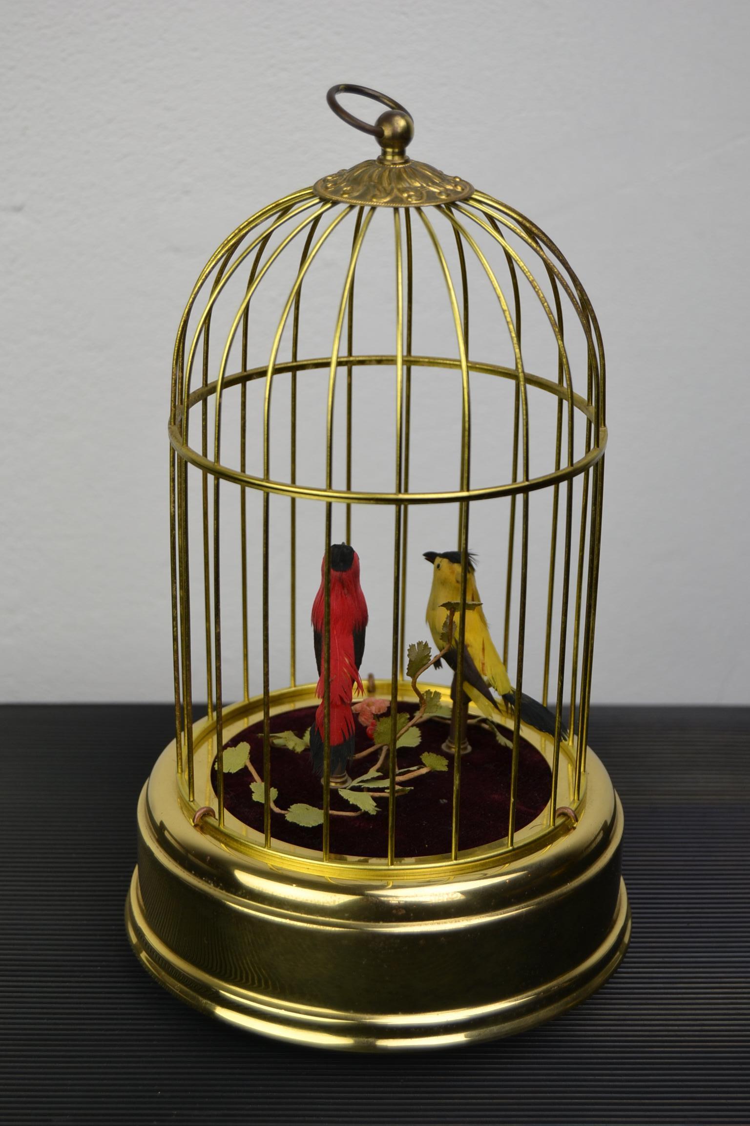 Singing Bird Cage Automaton by Hasu Germany, Mid-20th Century In Good Condition In Antwerp, BE
