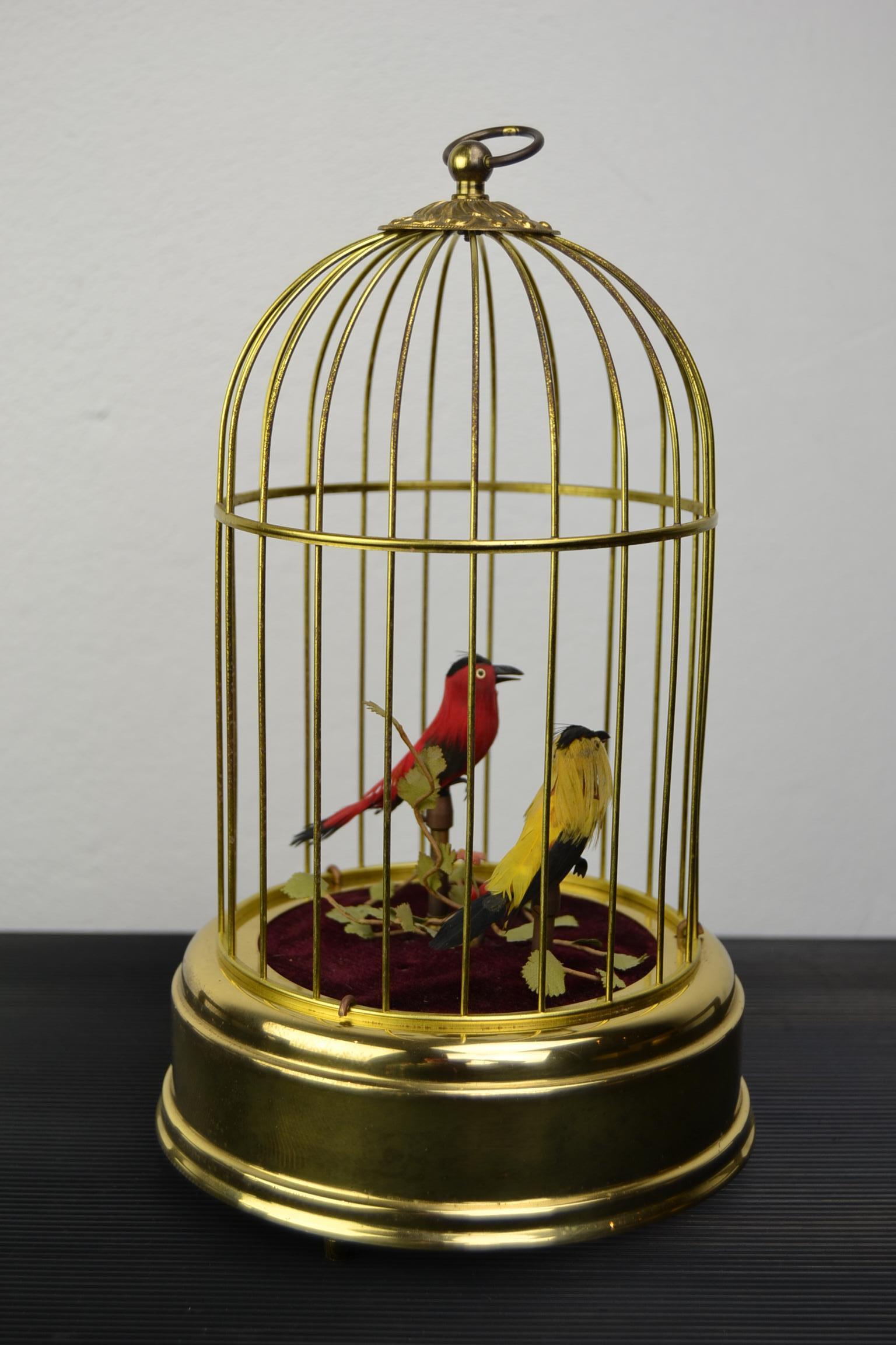Singing Bird Cage Automaton by Hasu Germany, Mid-20th Century 1