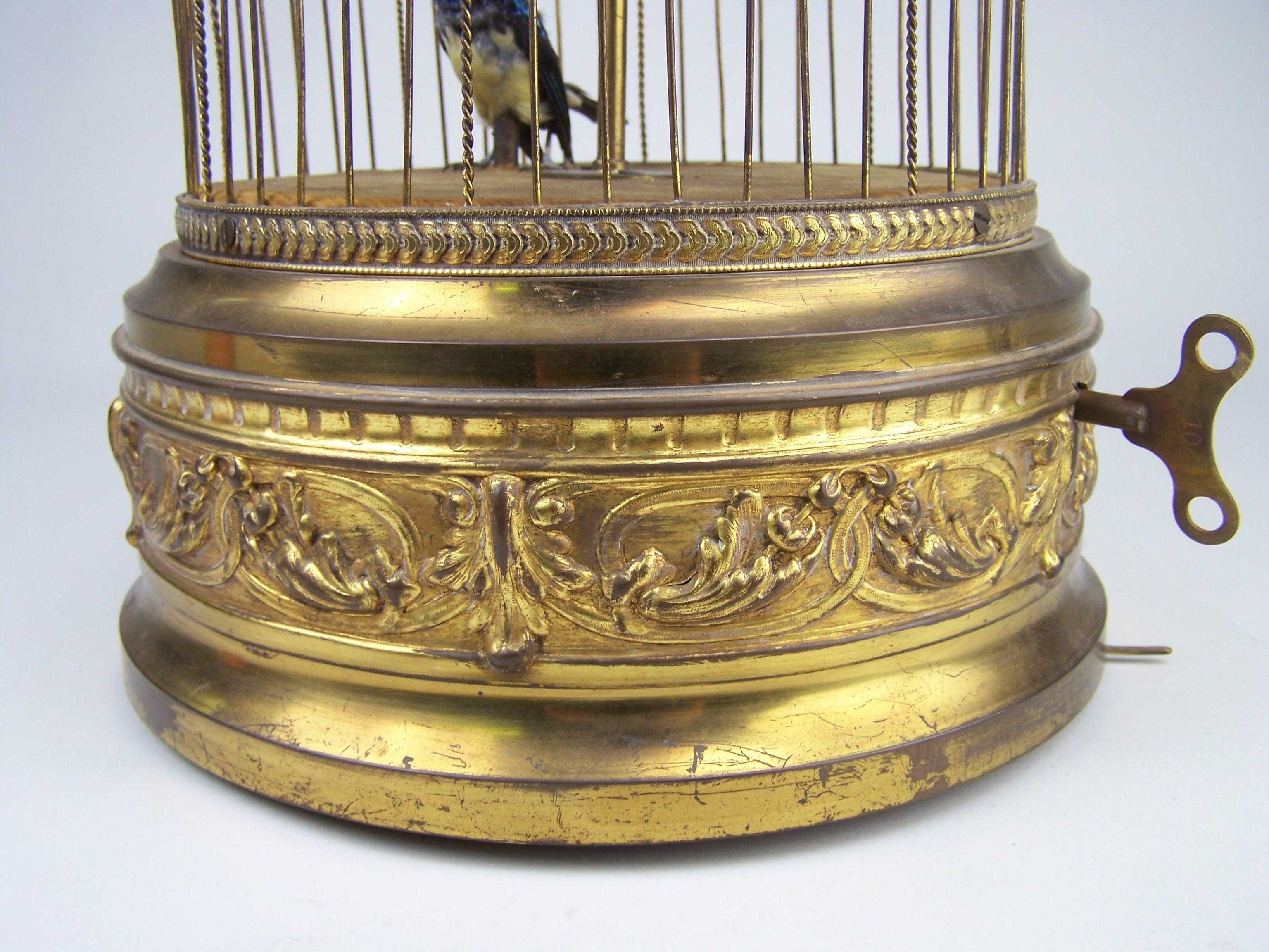 Singing Bird Cage by Bontems with 2 birds For Sale 3