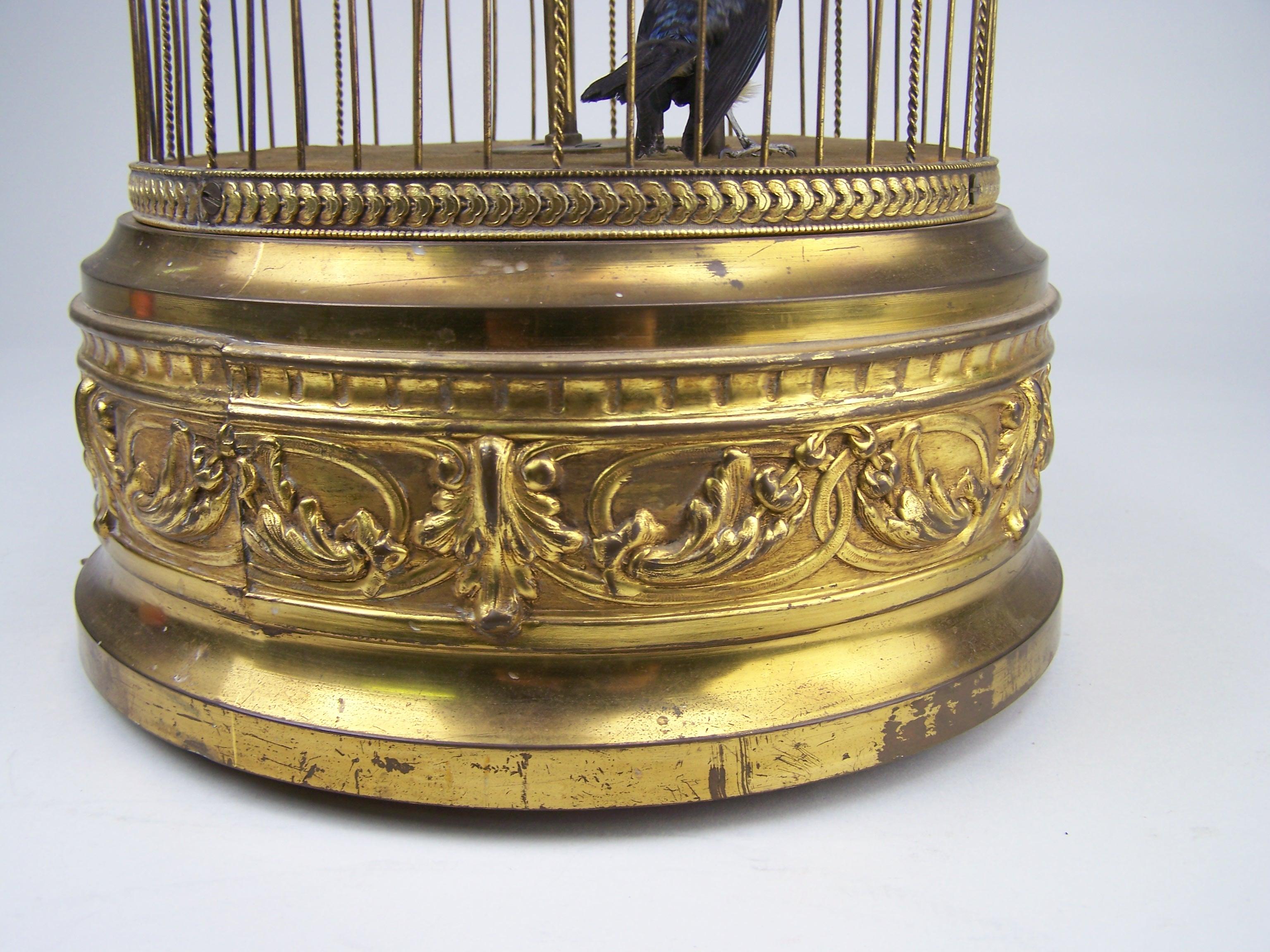 Singing Bird Cage by Bontems with 2 birds For Sale 5