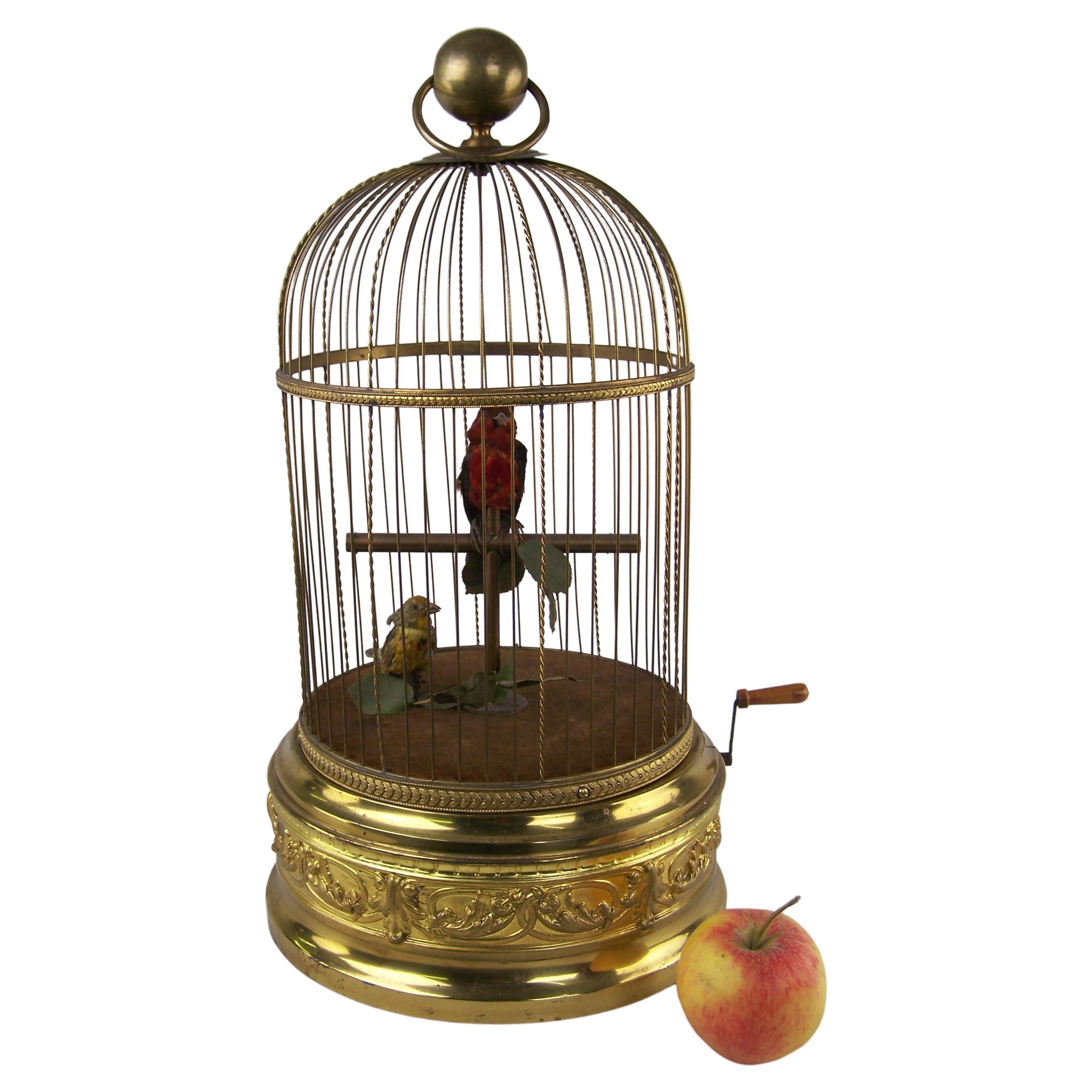 Jaula para pájaros cantores con 2 pájaros de Bontems