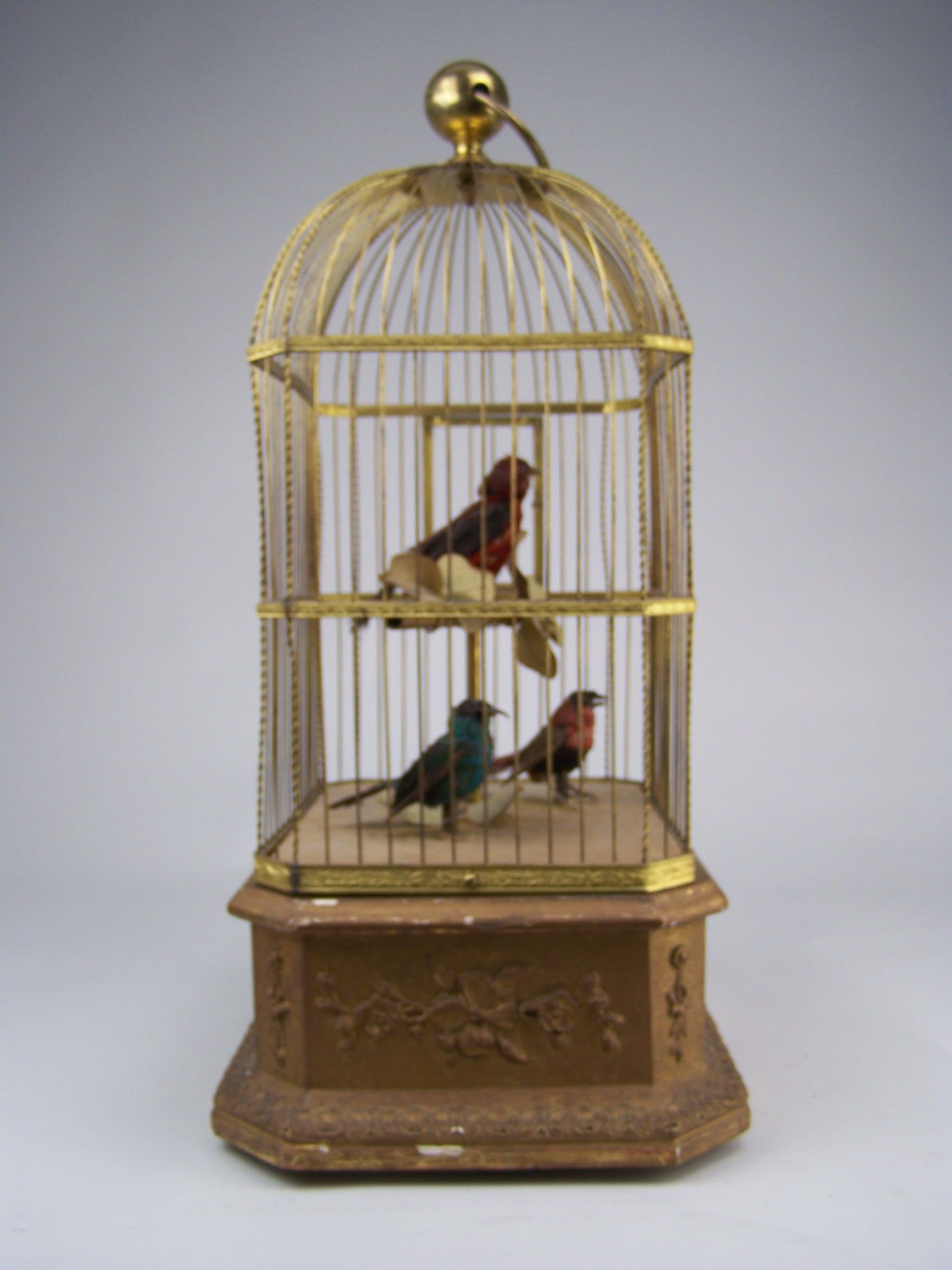 Singing Bird Cage with 3 birds by Bontems  In Good Condition In Zonhoven, BE
