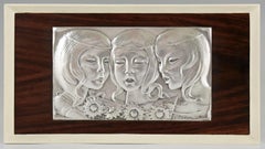 Singing Girls Midcentury Sterling Silver Wall Panel  Ottaviani, Italy, 1960