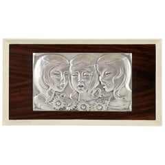 Singing Girls Midcentury Sterling Silver Wall Panel  Ottaviani, Italy, 1960