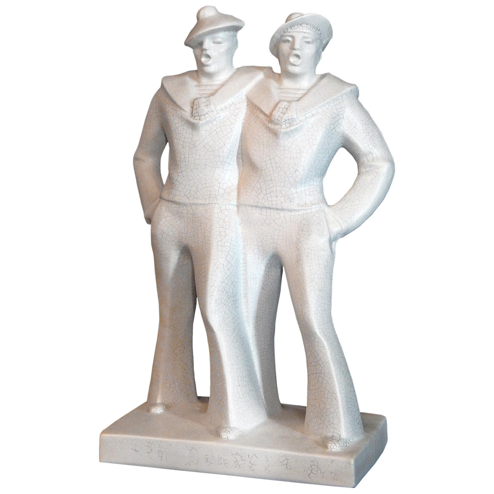 "Singing Sailors, " Large, High-Spirited Art Deco Sculpture by Cazaux