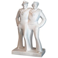 "Singing Sailors, " Large, High-Spirited Art Deco Sculpture by Cazaux