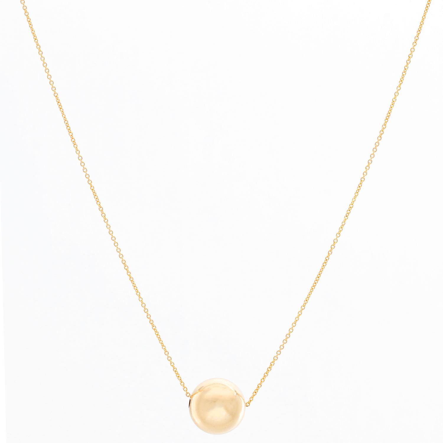 Single 14 Karat Yellow Gold Ball Necklace In New Condition In Dallas, TX