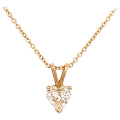 Single 1.58 Carat Heart Shaped Diamond Pendant Necklace