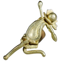 Single 18K Gold Stud Figurine Asymmetrical Earring Minimalist Modern Sculpture