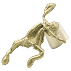 Einzelne 18 Karat Gold Ohrstecker-Figur, minimalistische, asymmetrische, moderne Skulptur