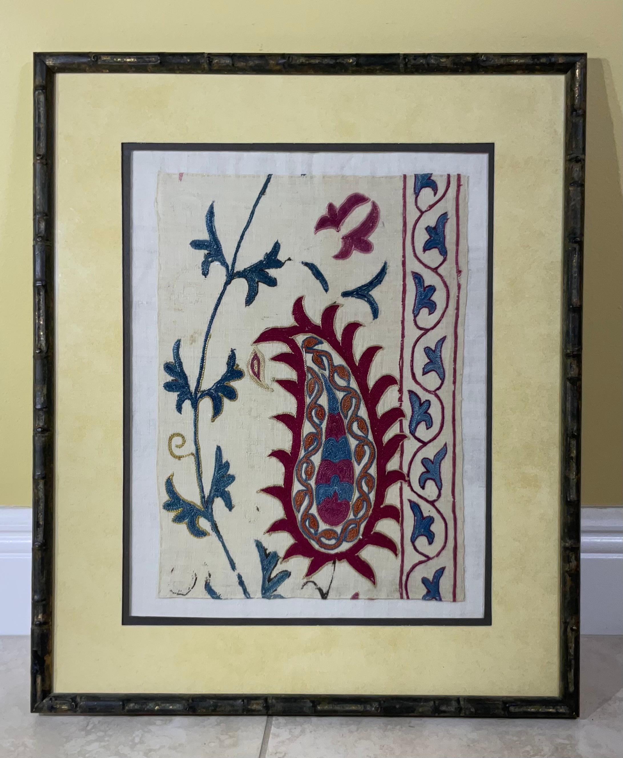Cotton Single 19 Century Antique Suzani Wall Hanging For Sale
