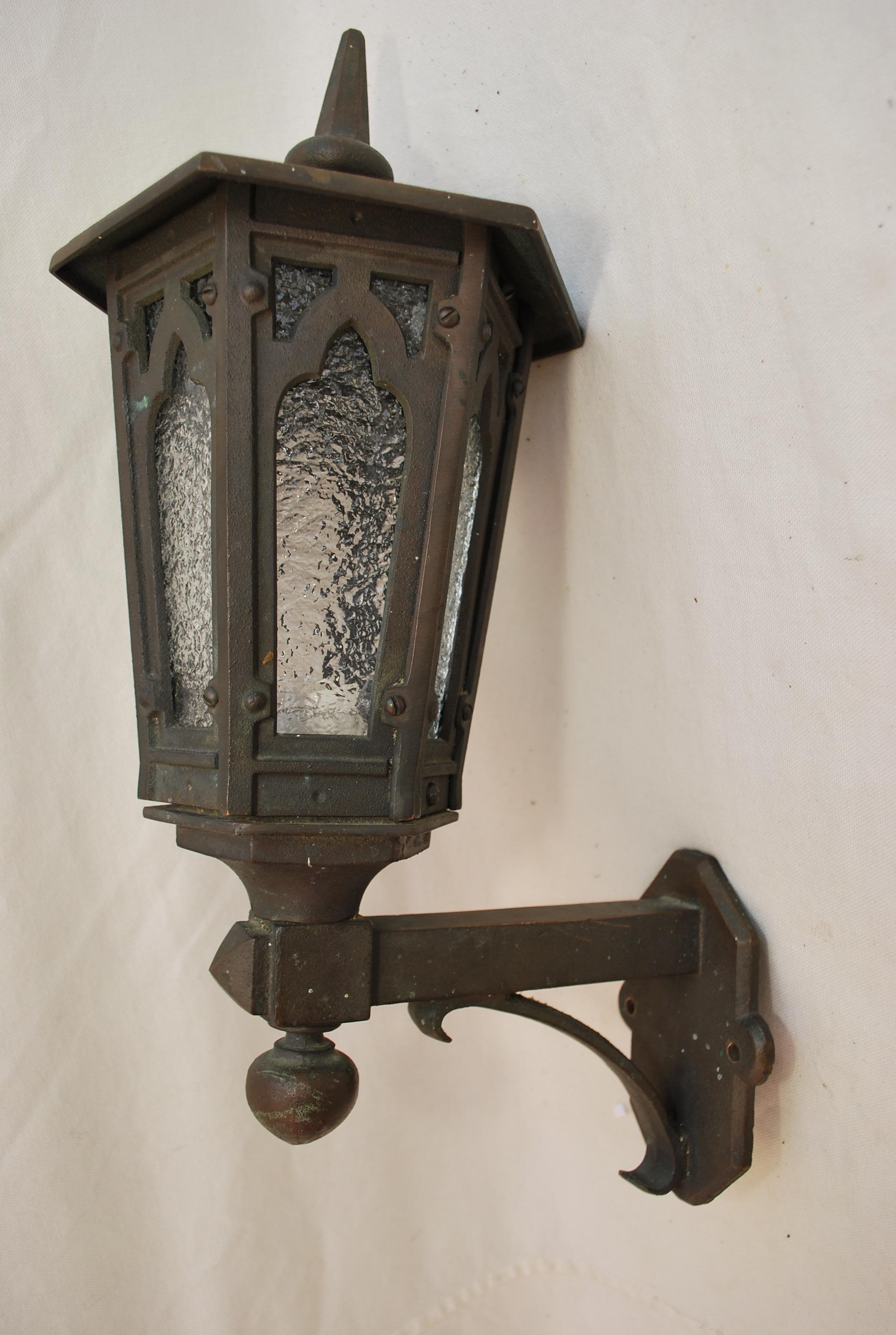 Early 20th Century Single 1920's cast iron outdoor sconce For Sale