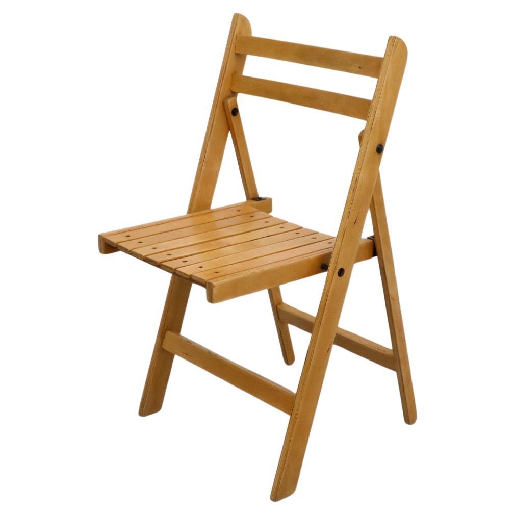 Silla de iglesia o vapor plegable de abedul estilo Sven Markelius de los años 50