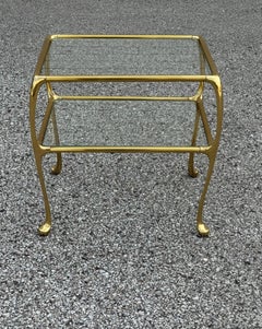 Single 1970s Italian 2-Tier Brass & Glass Hollywood Regency End or Side Table