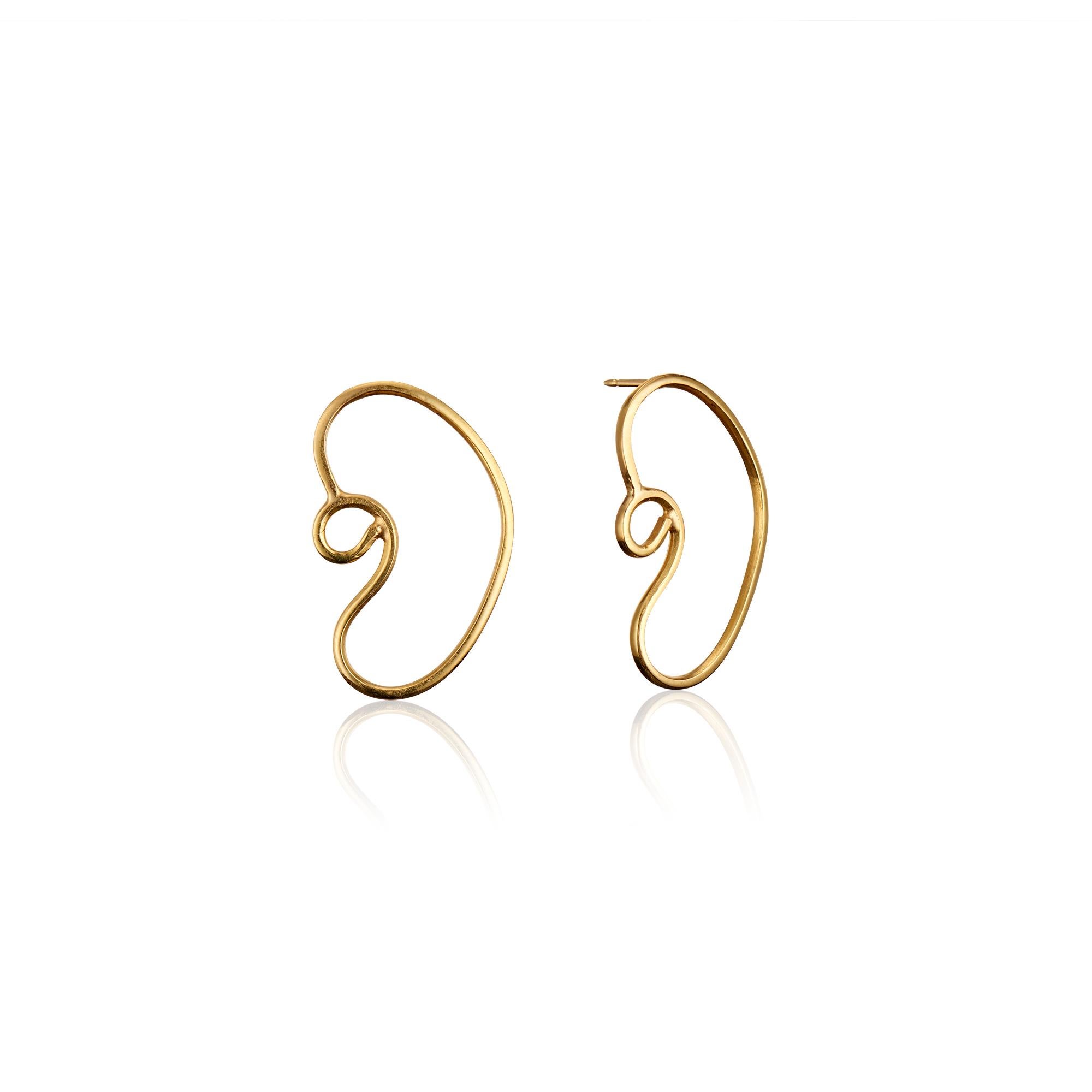 Women's or Men's Deborah Meyers Contemporary Single Gold Wire Ear Earring with Gold Post and Back For Sale