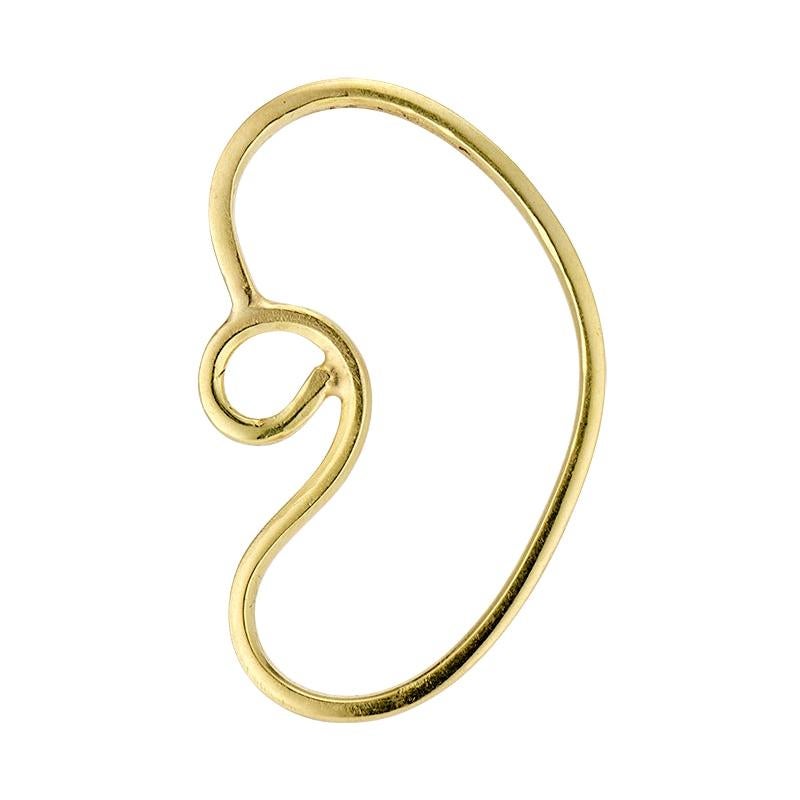 Deborah Meyers Contemporary Single Gold Wire Ear Earring with Gold Post and Back For Sale