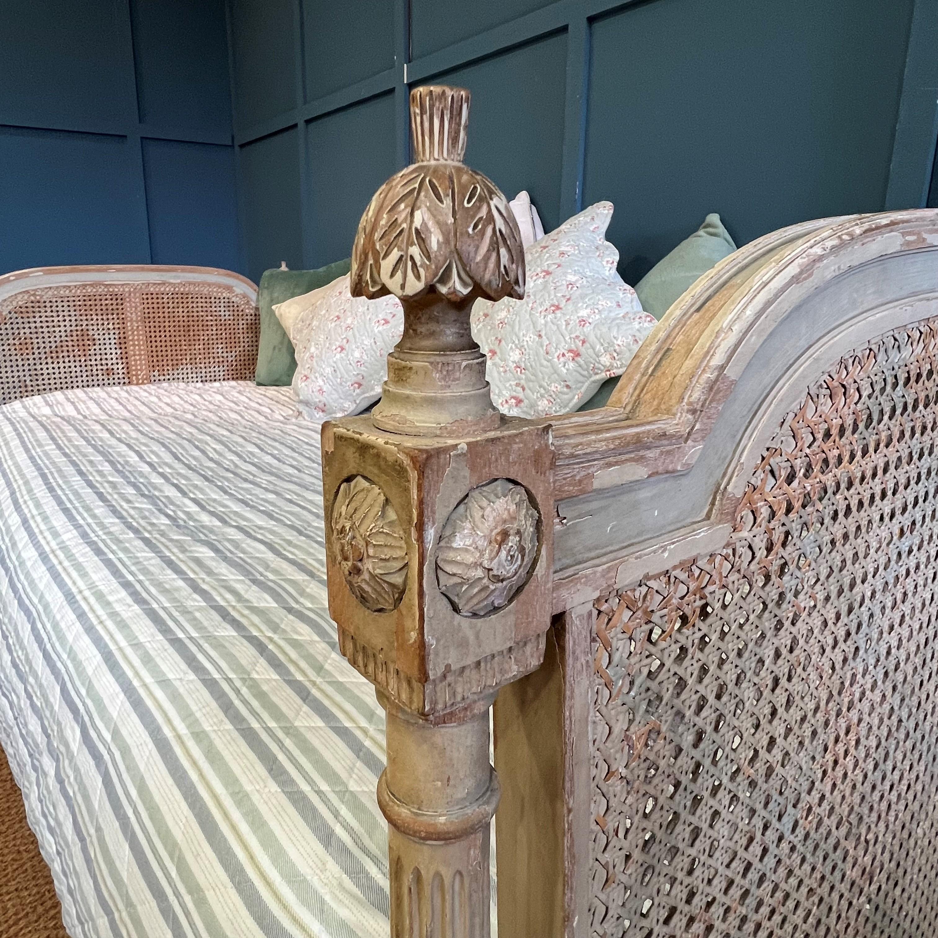 Louis XVI Single, Pretty Antique French Caned Daybed
