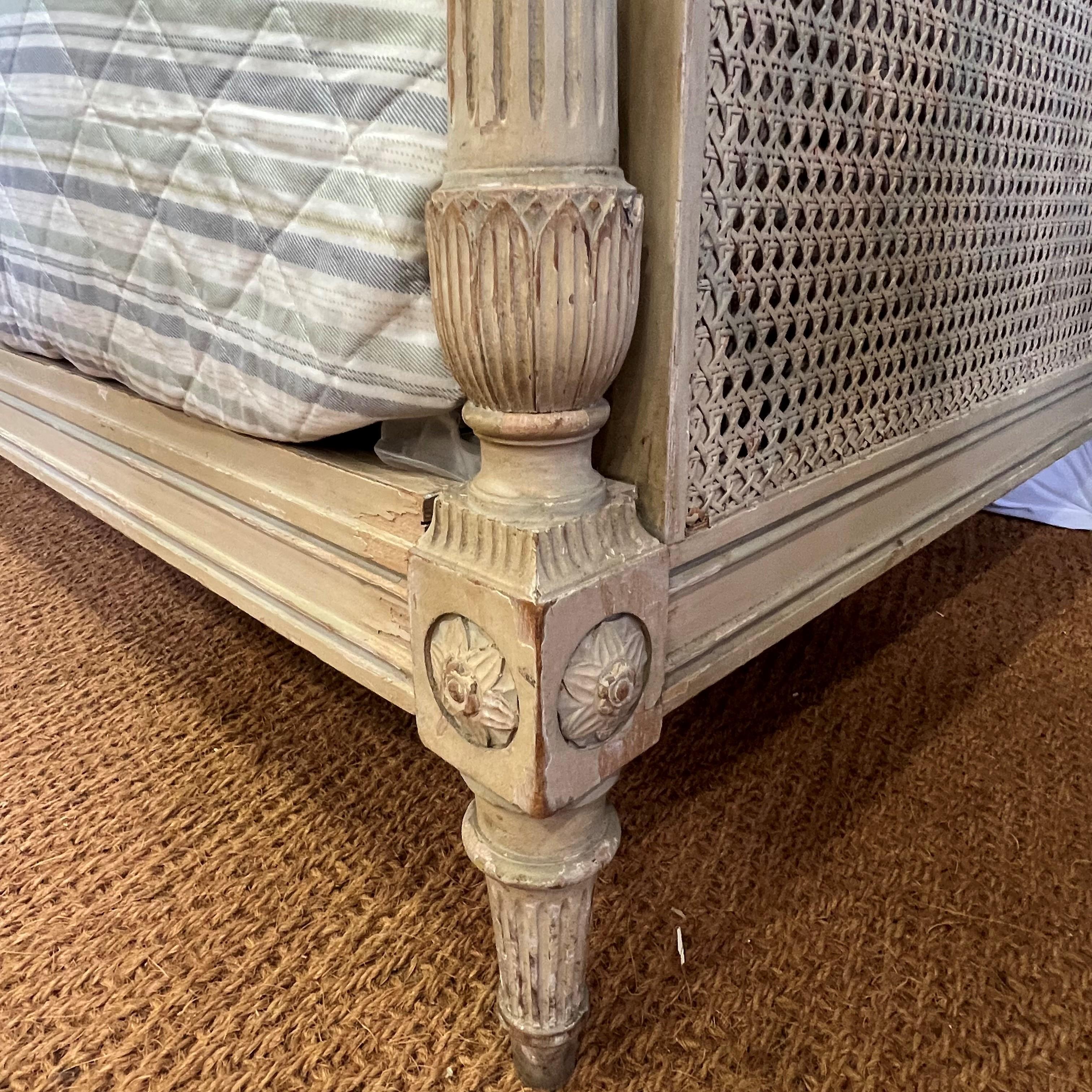 Caning Single, Pretty Antique French Caned Daybed