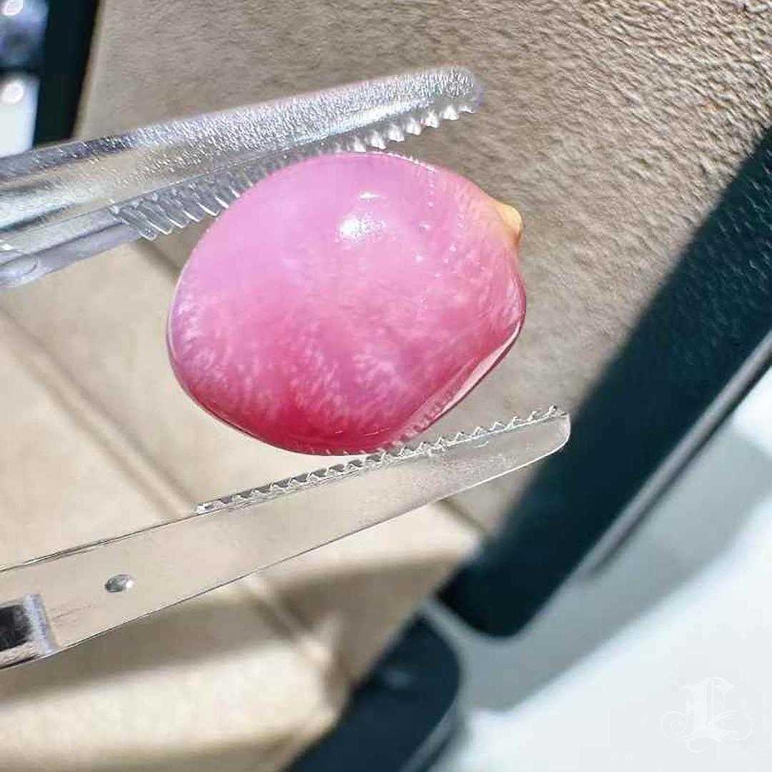 Uncut 5.99ct Collector-Grade Flamingo Pink Conch Loose Pearl with Flame Pattern