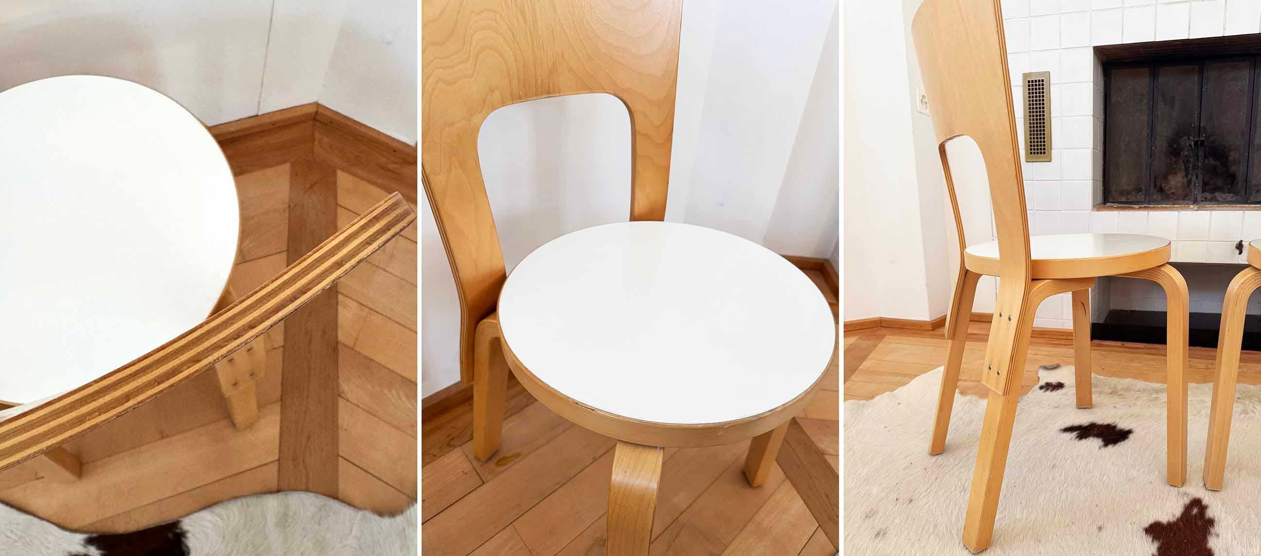 Chaise moderne danoise modèle 66 en bouleau et blanc Alvar Aalto parArtek en vente 4
