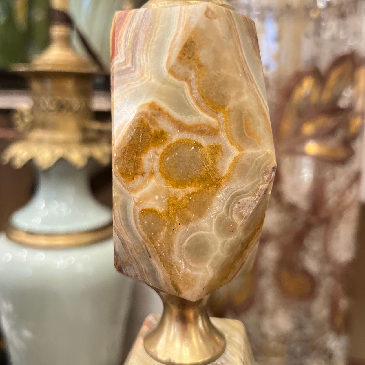 French Single Agate Table Lamp For Sale