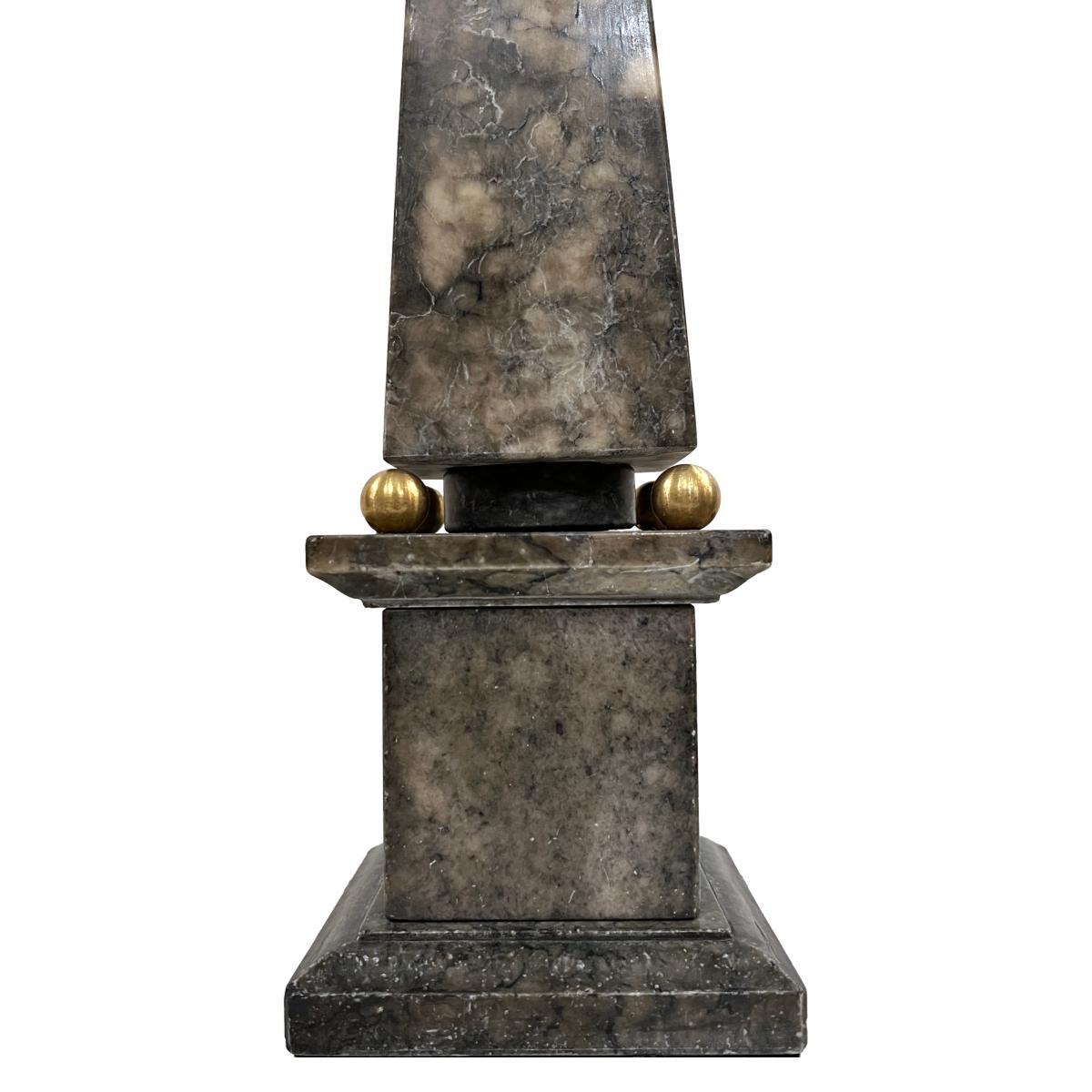 French Single Alabaster Obelisk Table Lamp For Sale