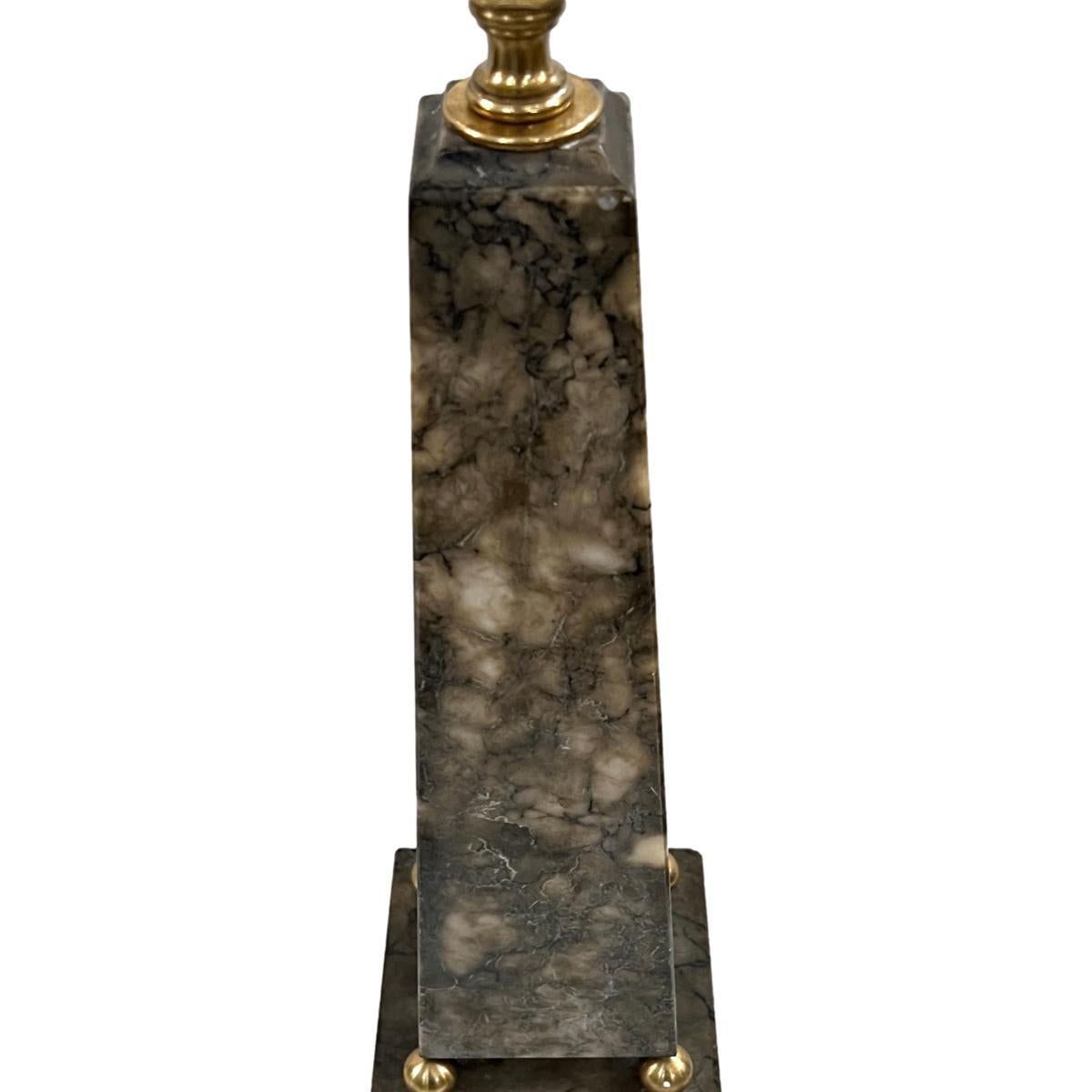 Mid-20th Century Single Alabaster Obelisk Table Lamp For Sale