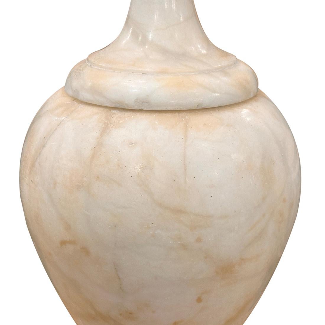 Italian Single Alabaster Table Lamp For Sale