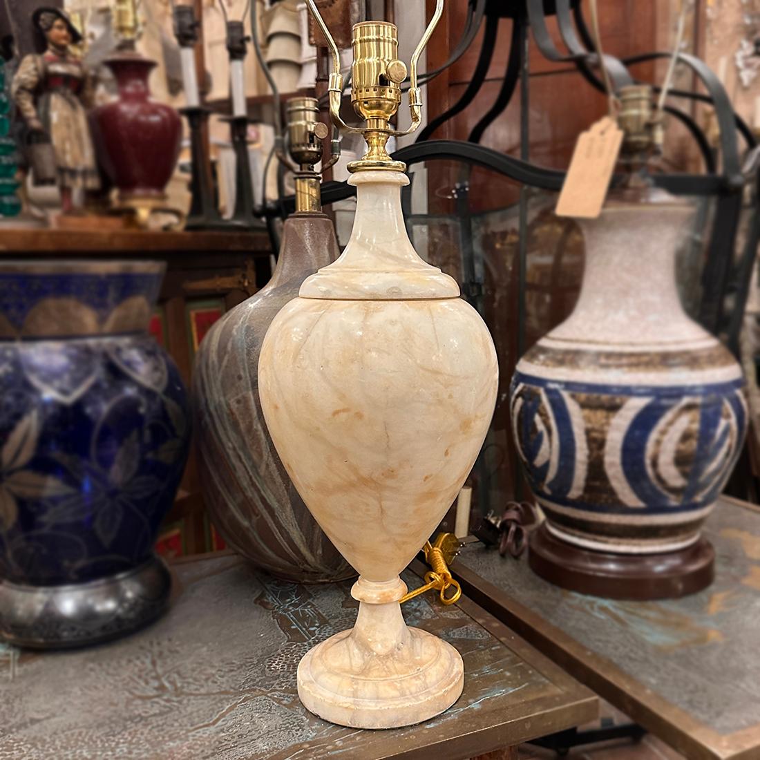 Mid-20th Century Single Alabaster Table Lamp For Sale