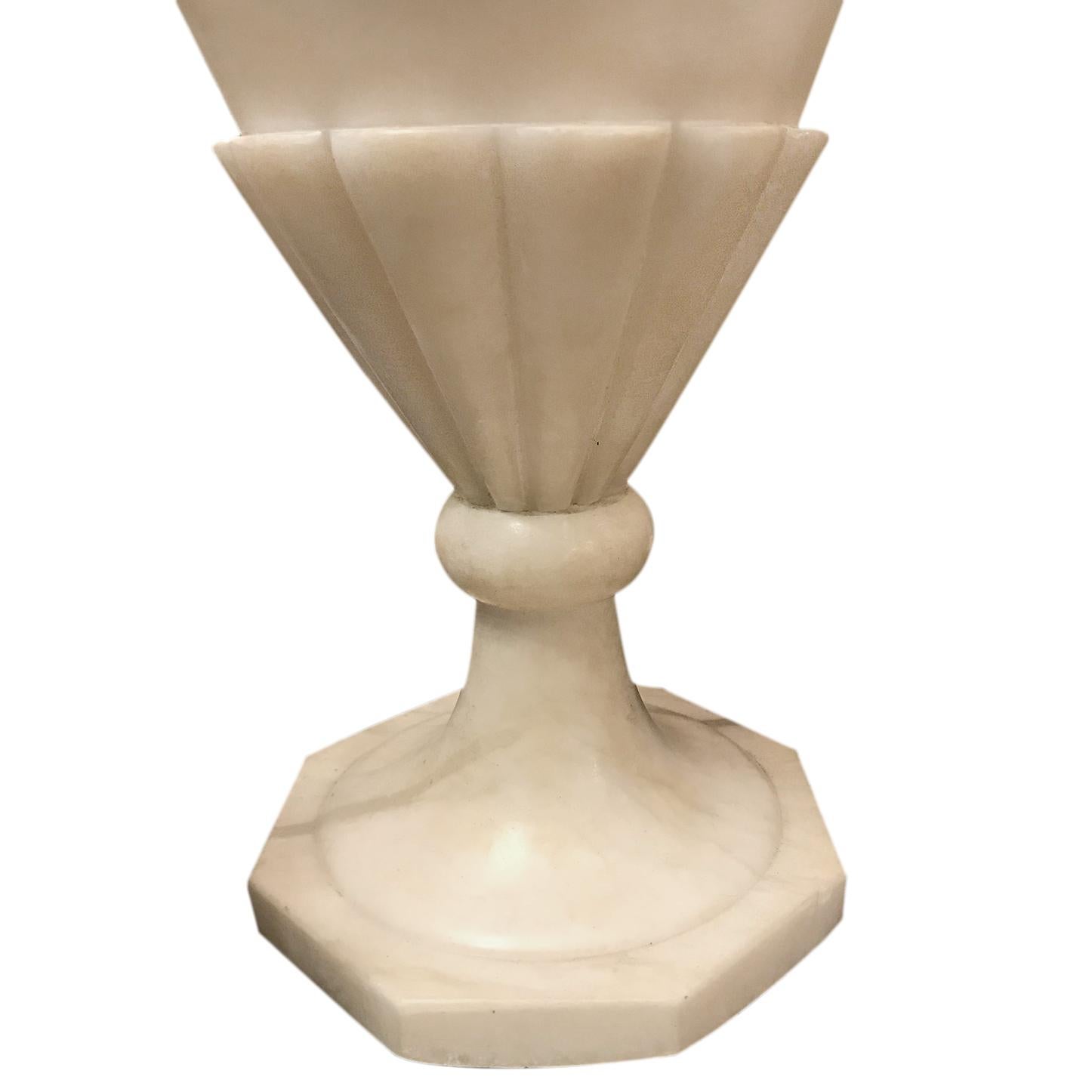 Italian Single Alabaster Urn Lamp For Sale