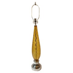 Vintage Single Amber Glass Lamp