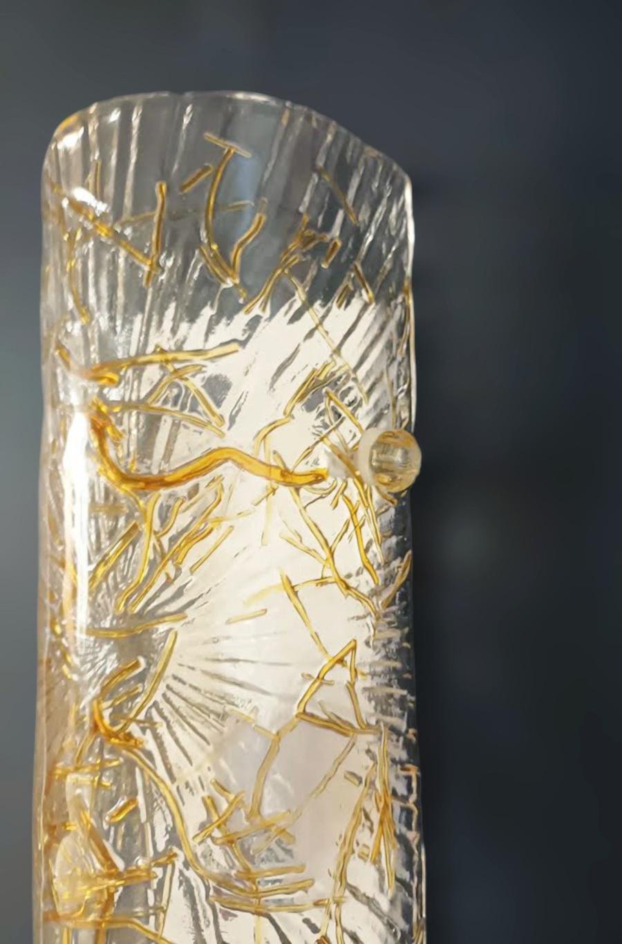 Murano Glass Single Amber Tegola Sconce For Sale