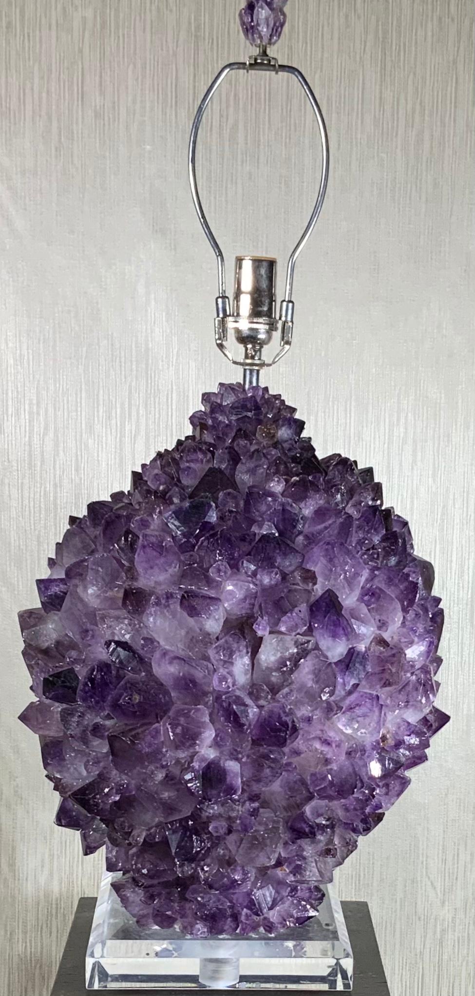 Single Amethyst Rock Crystal Table Lamp 6