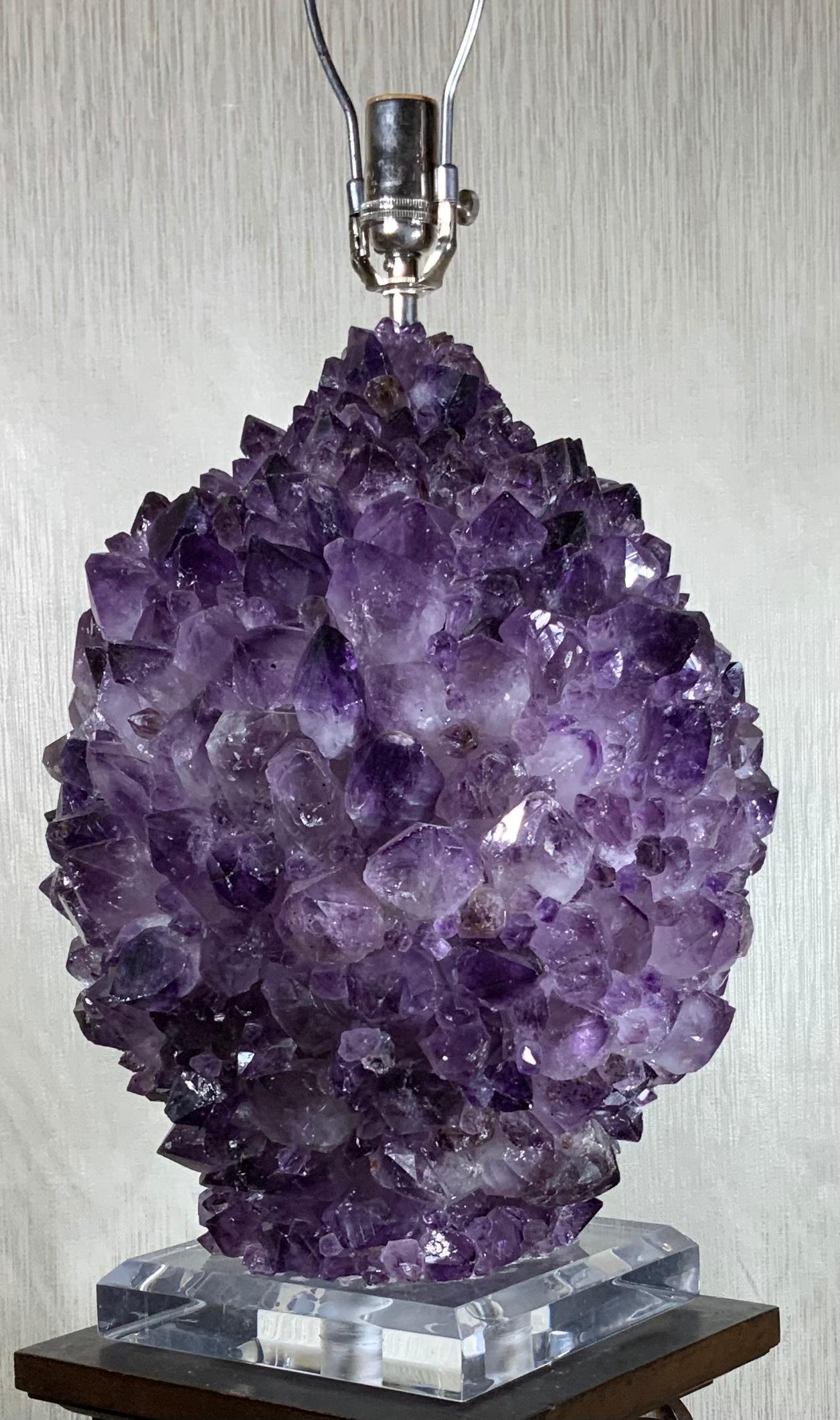 Single Amethyst Rock Crystal Table Lamp 7