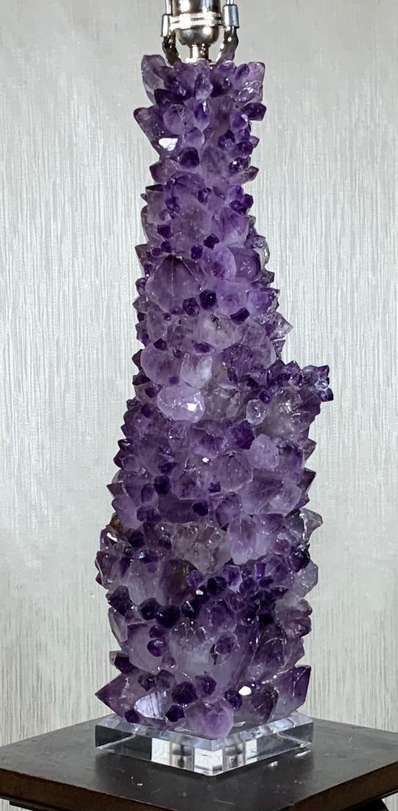 Single Amethyst Rock Crystal Table Lamp For Sale 2