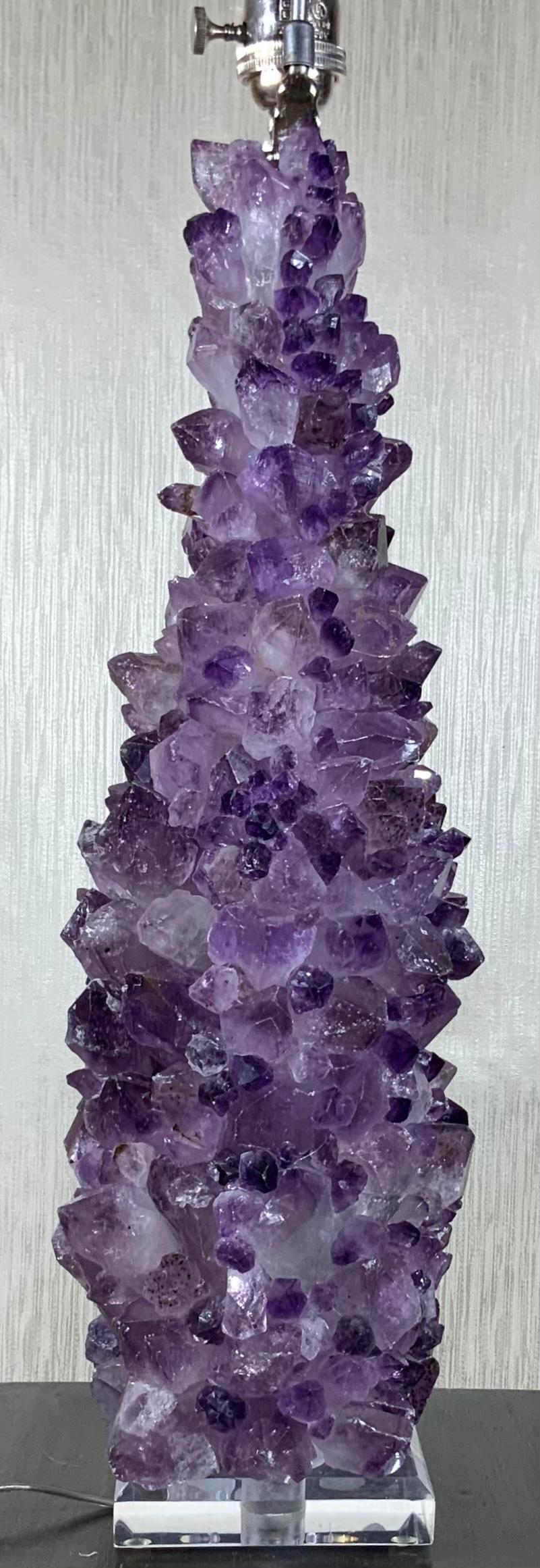Single Amethyst Rock Crystal Table Lamp For Sale 2