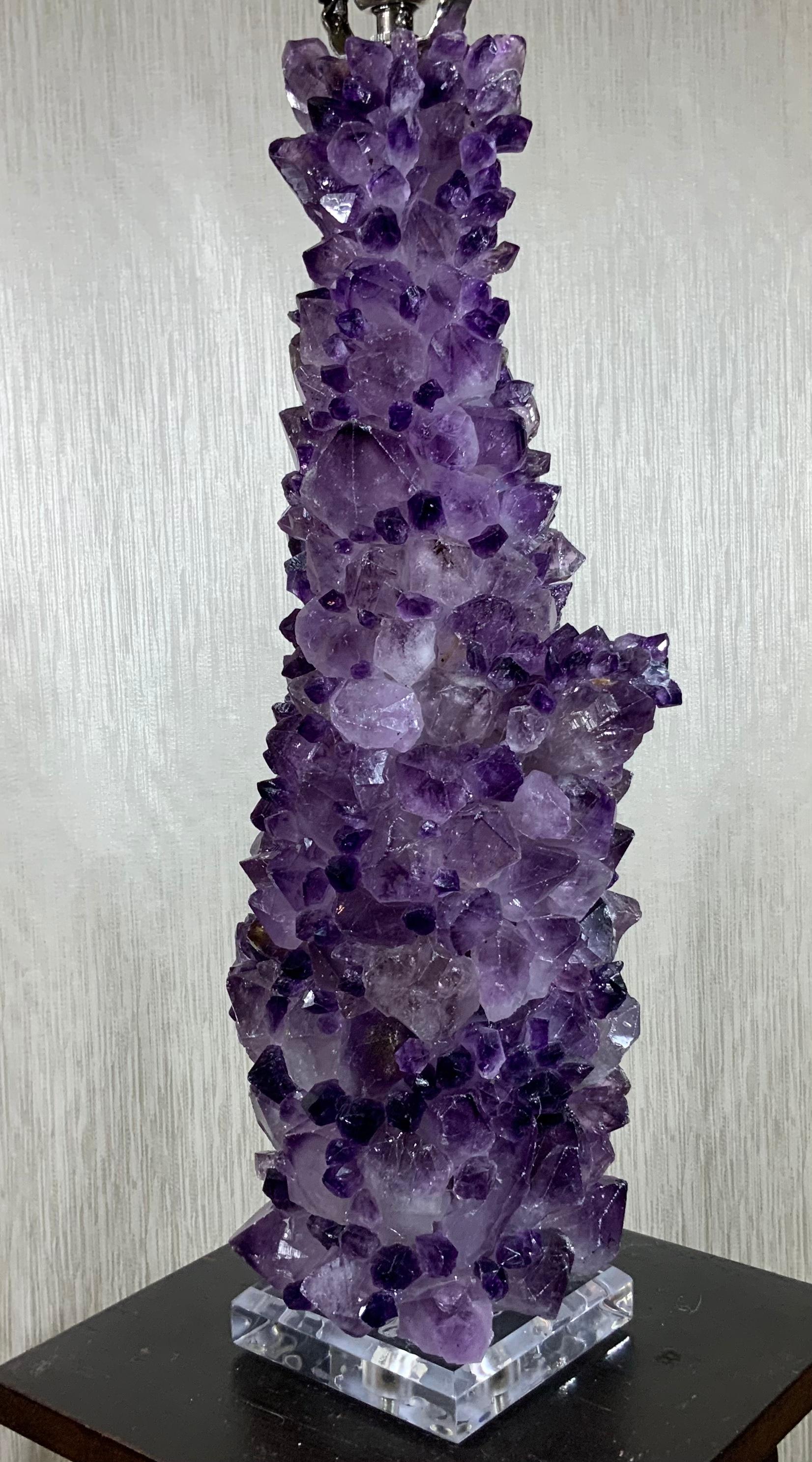 Single Amethyst Rock Crystal Table Lamp For Sale 3