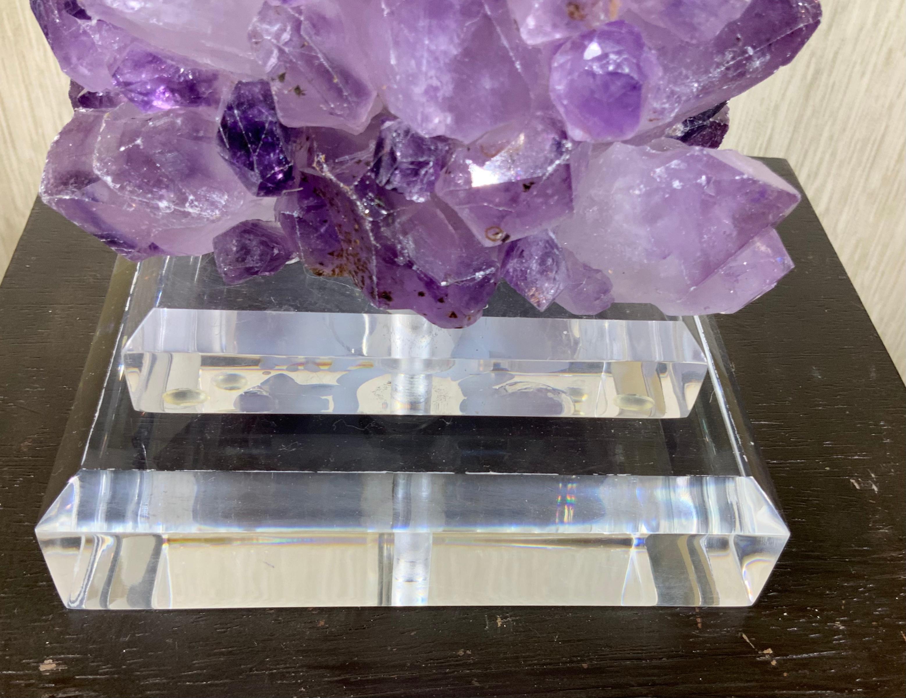 Single Amethyst Rock Crystal Table Lamp For Sale 3
